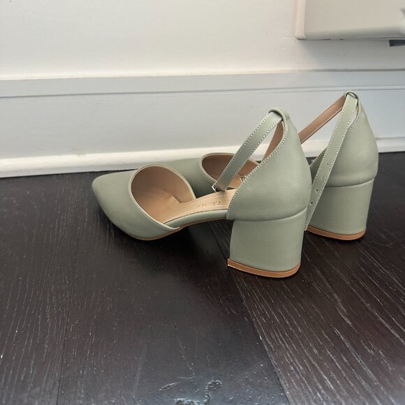 Forever & Always Marcelle Sage Green Bridal Block Heels - Picture 2 of 3